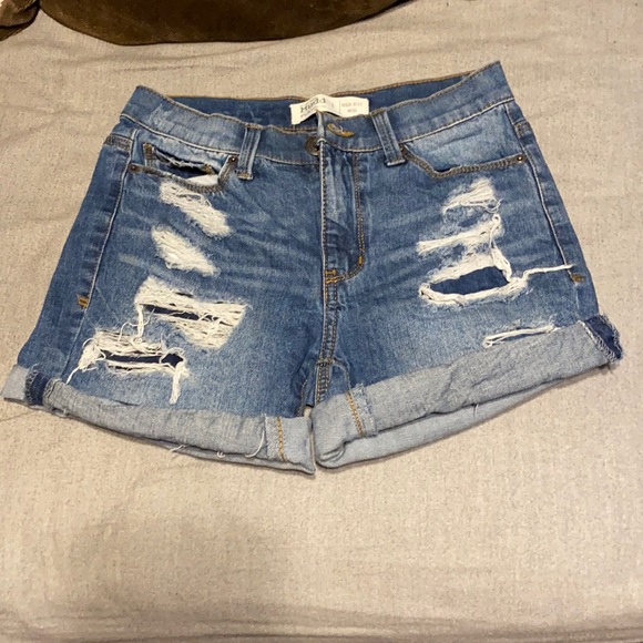 high rise dark wash shorts - Picture 1 of 2